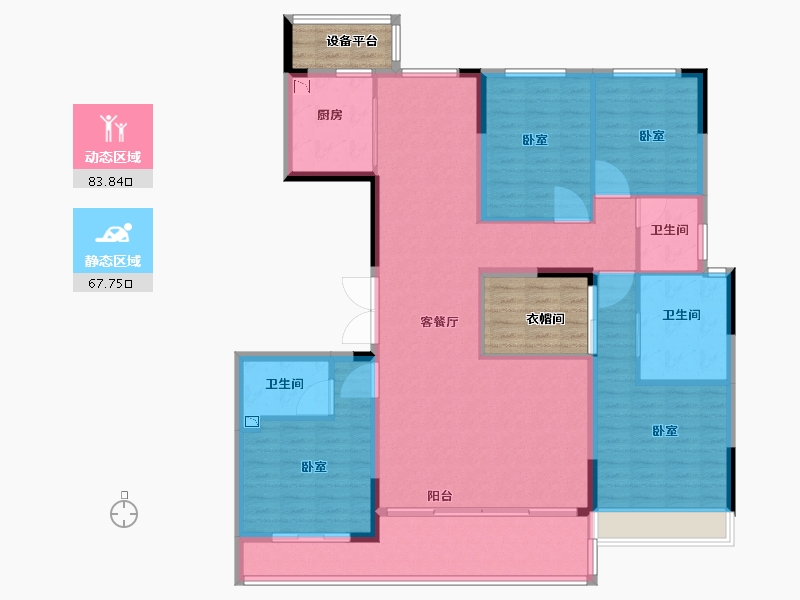 浙江省-金华市-绿地朝阳门-148.00-户型库-动静分区