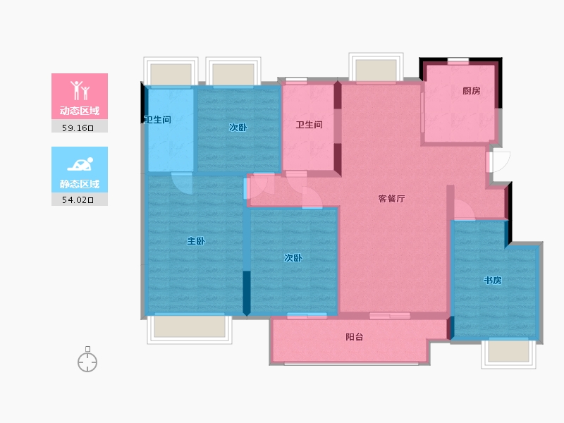 江苏省-南通市-卓越华耀时代-102.00-户型库-动静分区