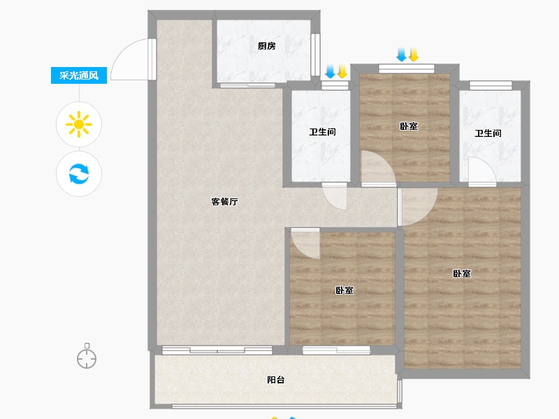 浙江省-温州市-德信大发麓湖湾-87.18-户型库-采光通风