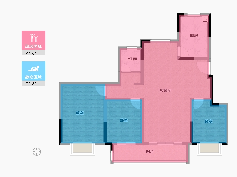 安徽省-淮南市-新滨湖孔雀城-86.01-户型库-动静分区