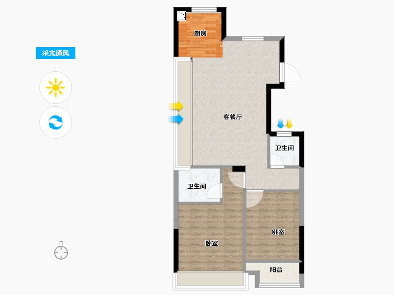 浙江省-金华市-红星金义天铂-77.00-户型库-采光通风