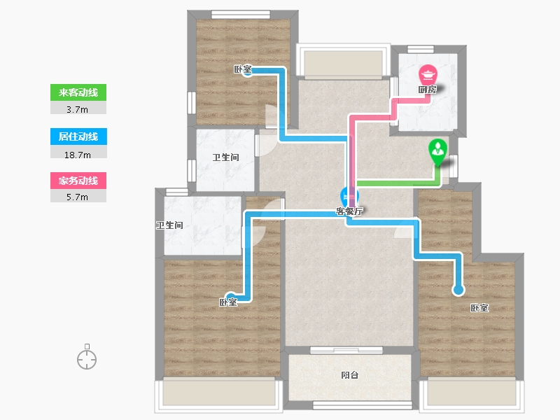 浙江省-温州市-华鸿阳光城翡丽公园-86.00-户型库-动静线