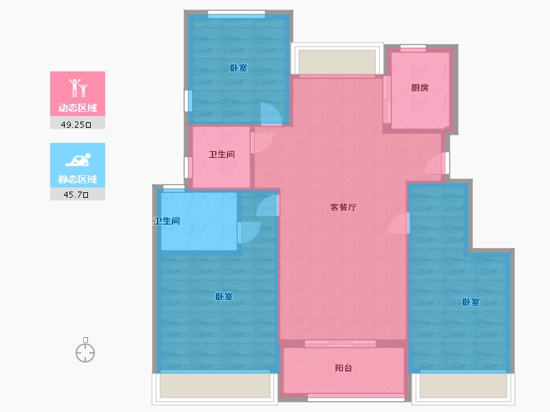 浙江省-温州市-华鸿阳光城翡丽公园-86.00-户型库-动静分区