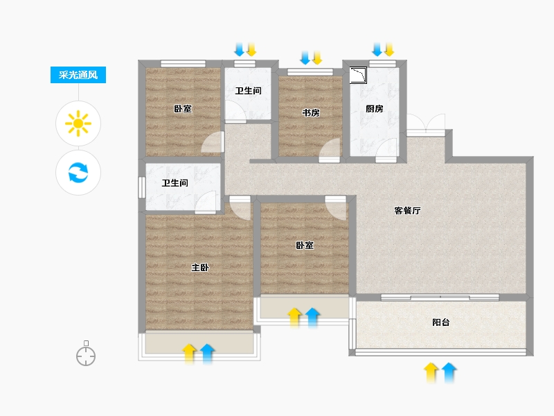 江苏省-苏州市-国泰景云台-102.00-户型库-采光通风