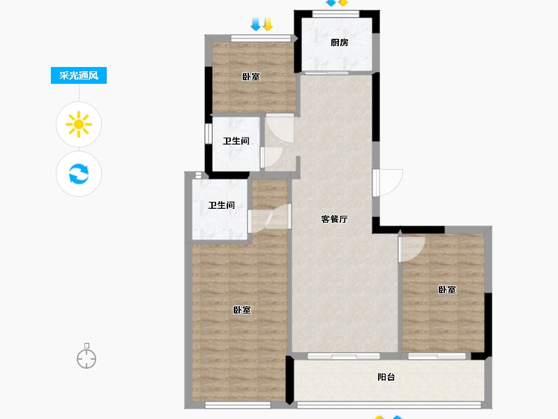 浙江省-温州市-德信大发麓湖湾-89.00-户型库-采光通风