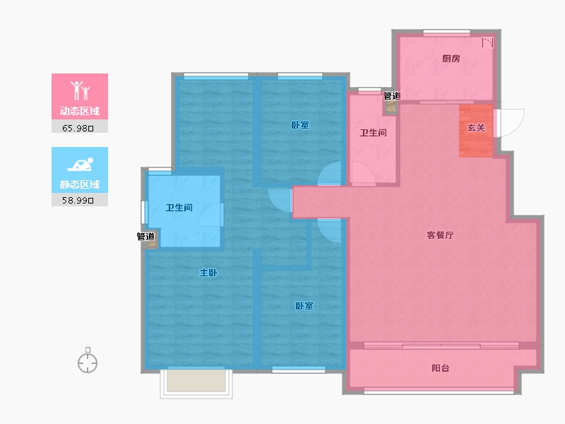 江苏省-苏州市-苏州湾天铂-113.29-户型库-动静分区