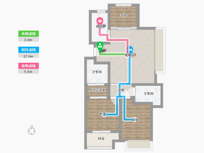 浙江省-宁波市-华景川万悦府-76.00-户型库-动静线