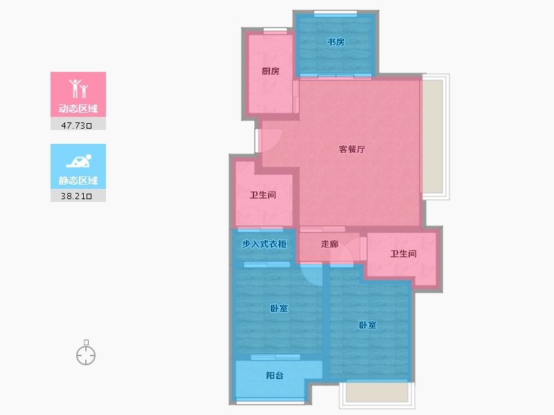 浙江省-宁波市-华景川万悦府-76.00-户型库-动静分区