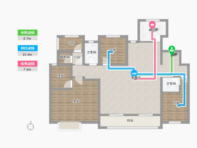 江苏省-扬州市-中海世玺-136.00-户型库-动静线