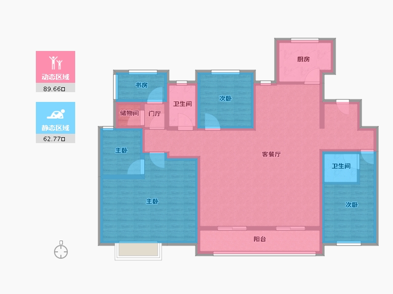 江苏省-扬州市-中海世玺-136.00-户型库-动静分区