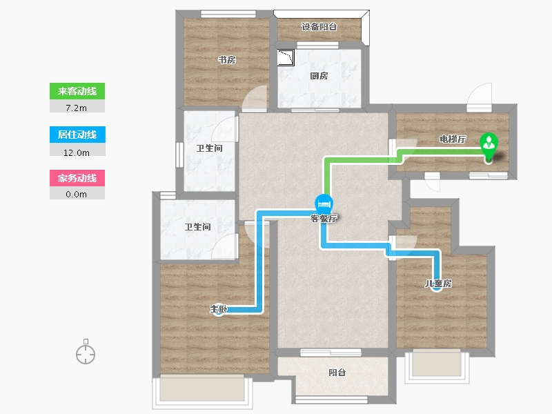 浙江省-宁波市-万科翰林甲第-87.25-户型库-动静线