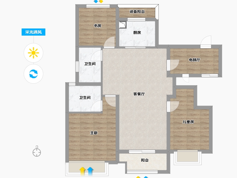 浙江省-宁波市-万科翰林甲第-87.25-户型库-采光通风