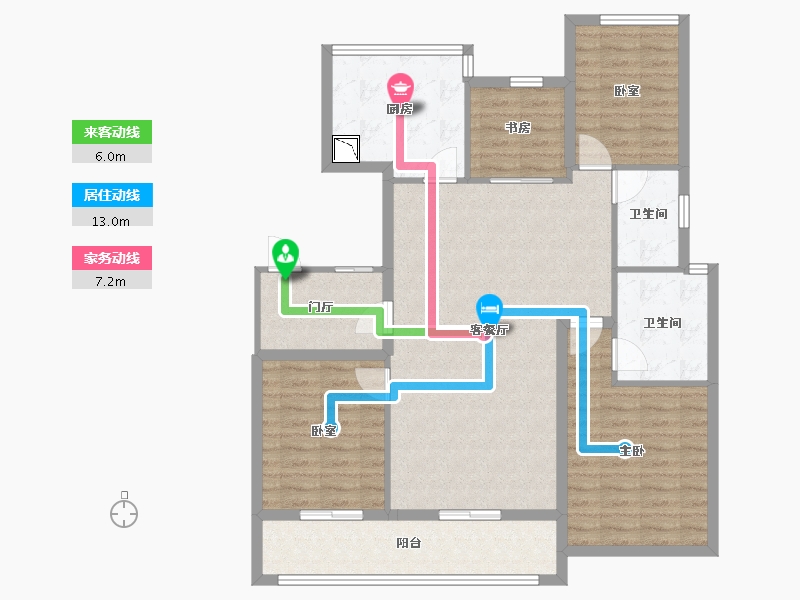 浙江省-宁波市-雅戈尔新长岛-107.47-户型库-动静线