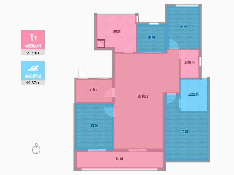 浙江省-宁波市-雅戈尔新长岛-107.47-户型库-动静分区