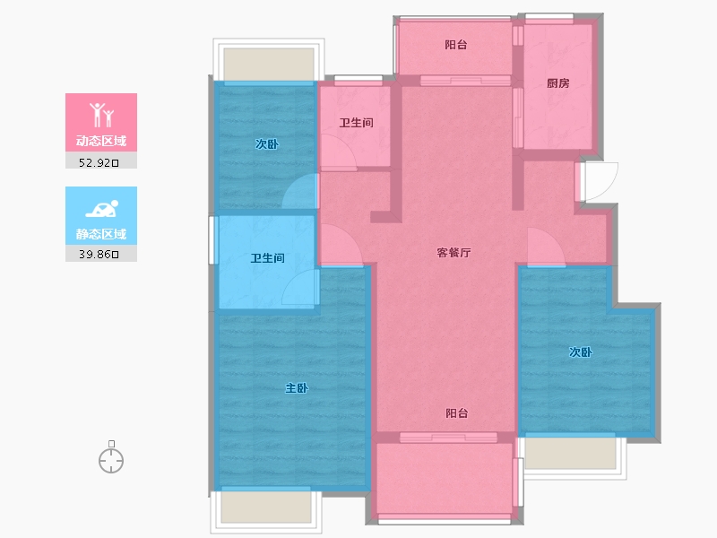 江苏省-苏州市-新力云语铂园-83.00-户型库-动静分区