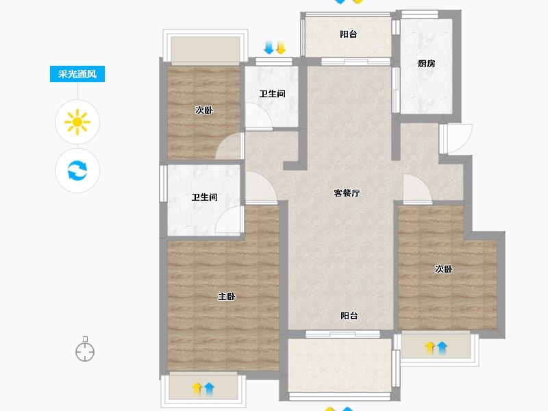 江苏省-苏州市-新力云语铂园-83.00-户型库-采光通风