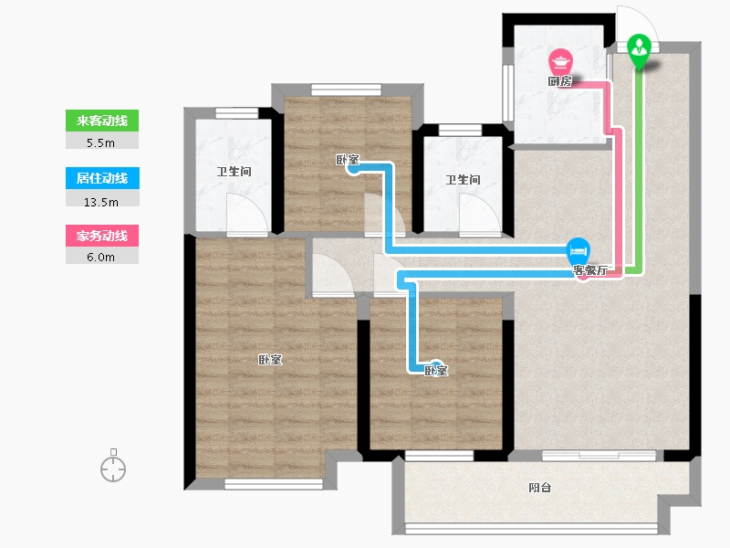 浙江省-温州市-中梁柏悦湾-86.00-户型库-动静线