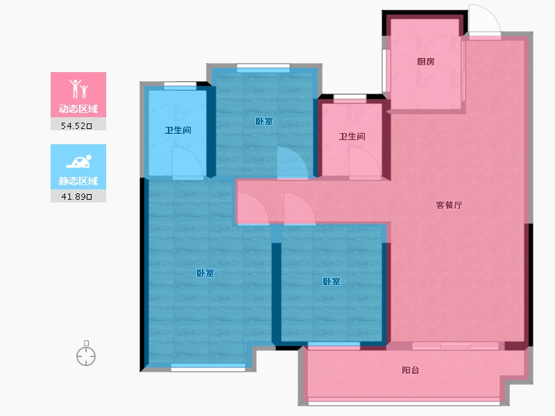 浙江省-温州市-中梁柏悦湾-86.00-户型库-动静分区