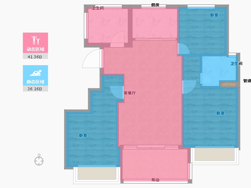 浙江省-杭州市-渔人码头-70.00-户型库-动静分区