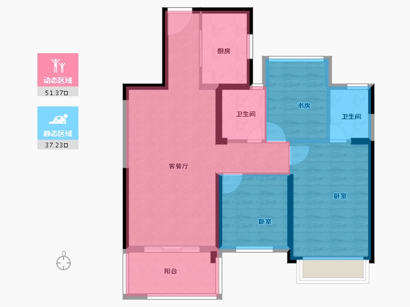 浙江省-金华市-步阳玺御府-79.00-户型库-动静分区