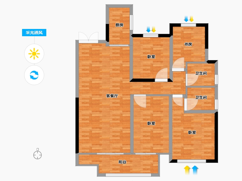 江苏省-扬州市-高力·时涧-110.00-户型库-采光通风