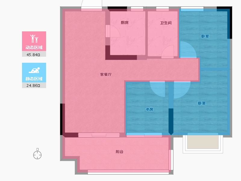 安徽省-合肥市-中梁世茂十里晴川-63.00-户型库-动静分区