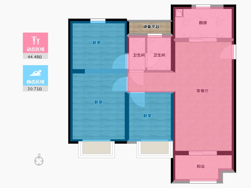 浙江省-嘉兴市-翰宸雅苑-67.79-户型库-动静分区