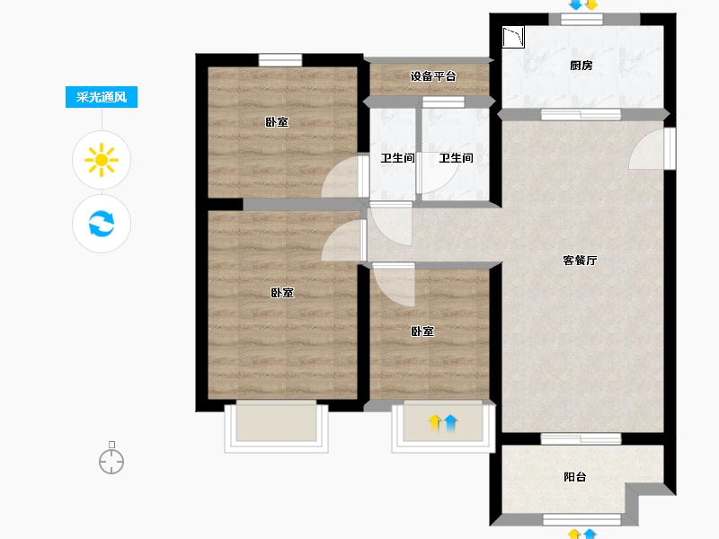 浙江省-嘉兴市-翰宸雅苑-67.79-户型库-采光通风