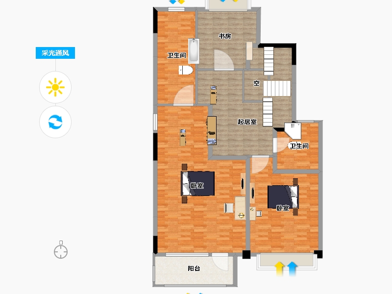 江苏省-扬州市-瘦西湖院子-140.00-户型库-采光通风