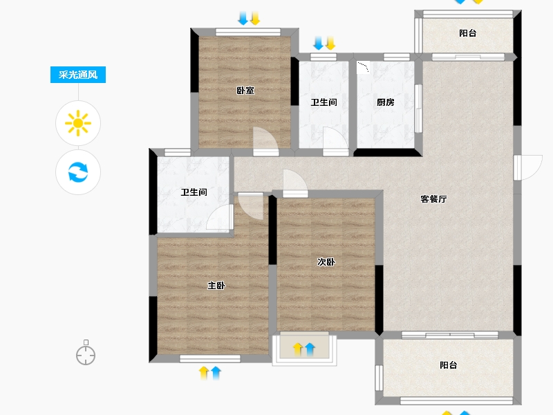 江西省-抚州市-临川中心-99.65-户型库-采光通风