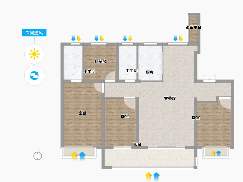 安徽省-合肥市-保利堂悦-134.00-户型库-采光通风