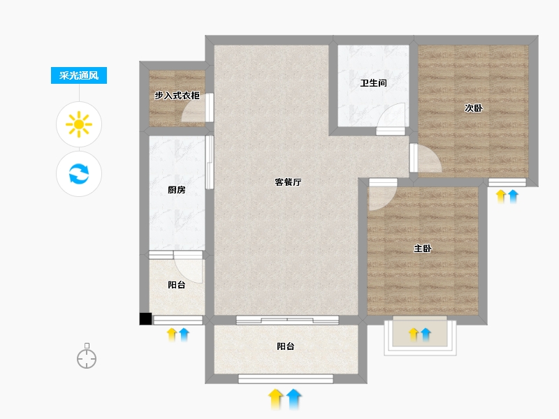 宁夏回族自治区-银川市-铁发润发兰庭（一期）-72.84-户型库-采光通风