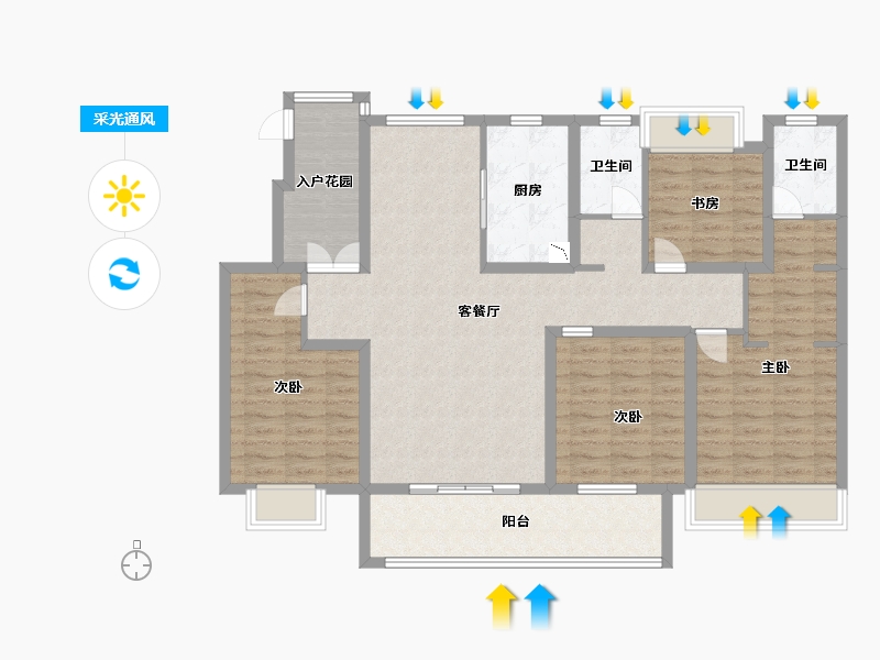 江苏省-淮安市-水沐明悅府-118.00-户型库-采光通风