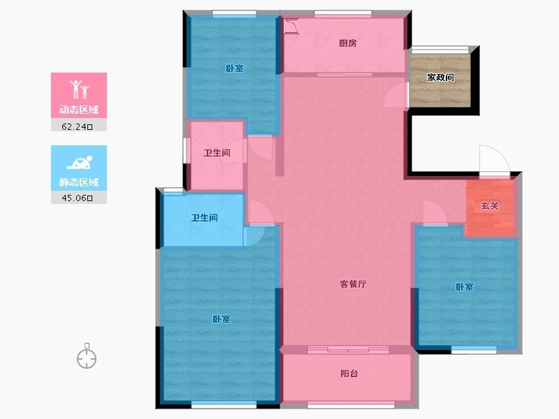 宁夏回族自治区-石嘴山市-海亮滨河壹号-97.99-户型库-动静分区