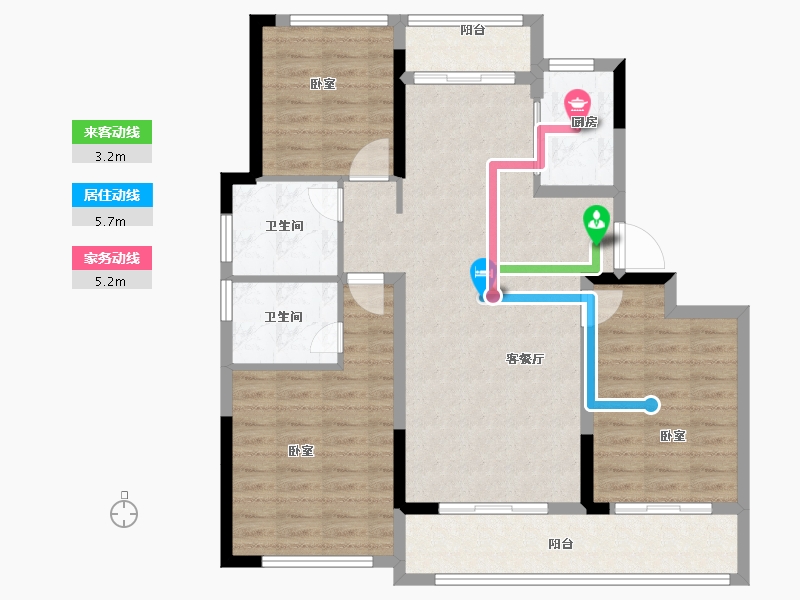 浙江省-金华市-绿城横店桂语江南-95.00-户型库-动静线