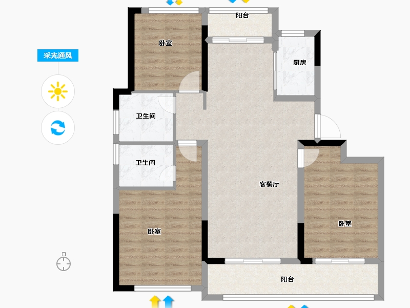 浙江省-金华市-绿城横店桂语江南-95.00-户型库-采光通风