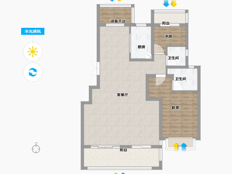 安徽省-合肥市-城建琥珀东华府-99.00-户型库-采光通风