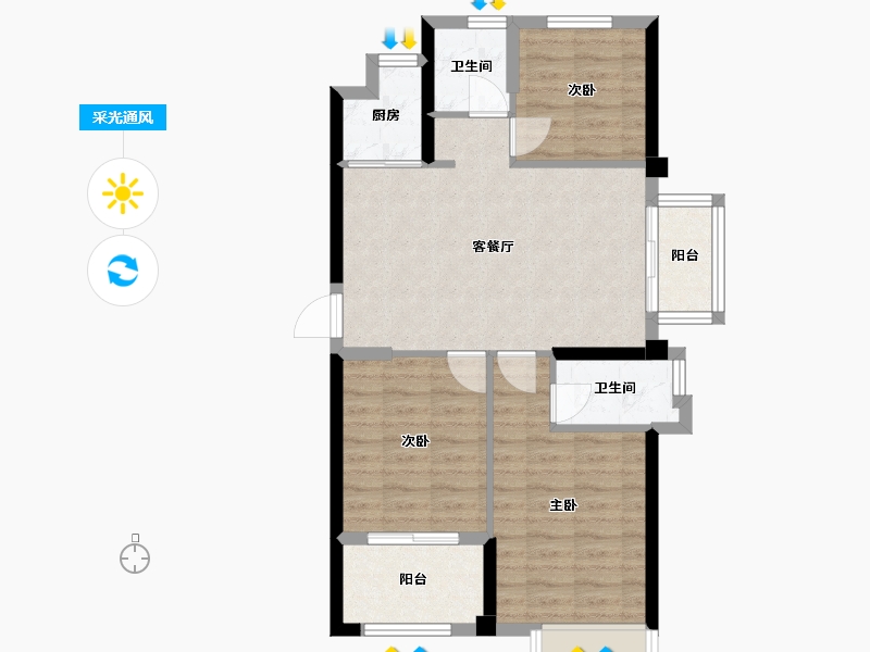 福建省-福州市-世茂福晟滨江时代-72.00-户型库-采光通风