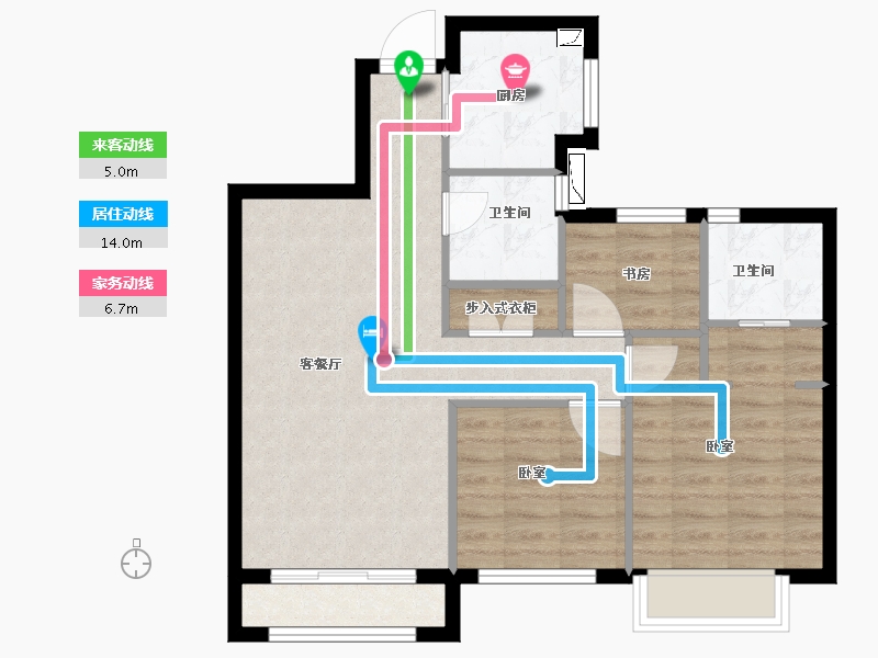 浙江省-宁波市-金色华府二期-71.00-户型库-动静线