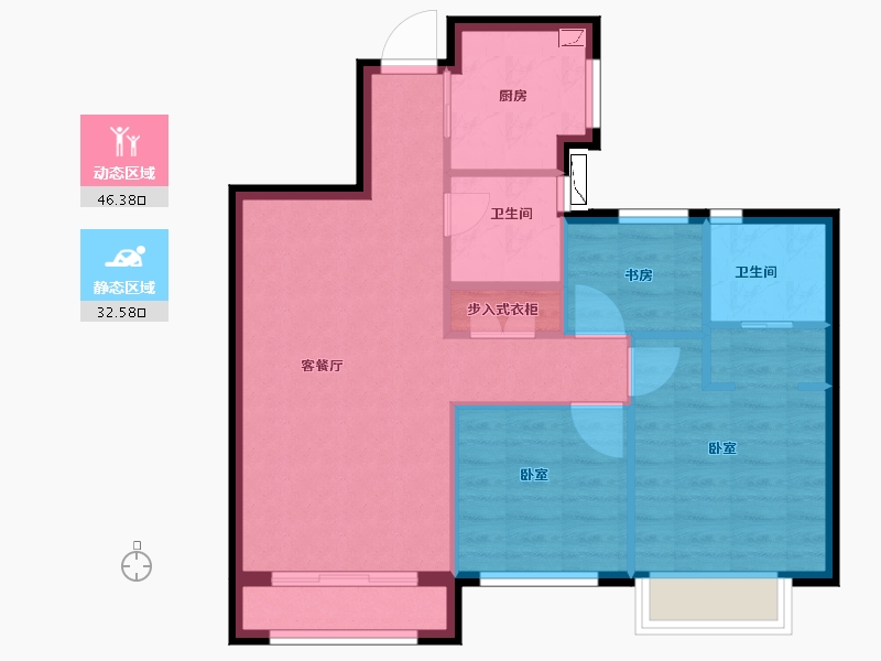 浙江省-宁波市-金色华府二期-71.00-户型库-动静分区