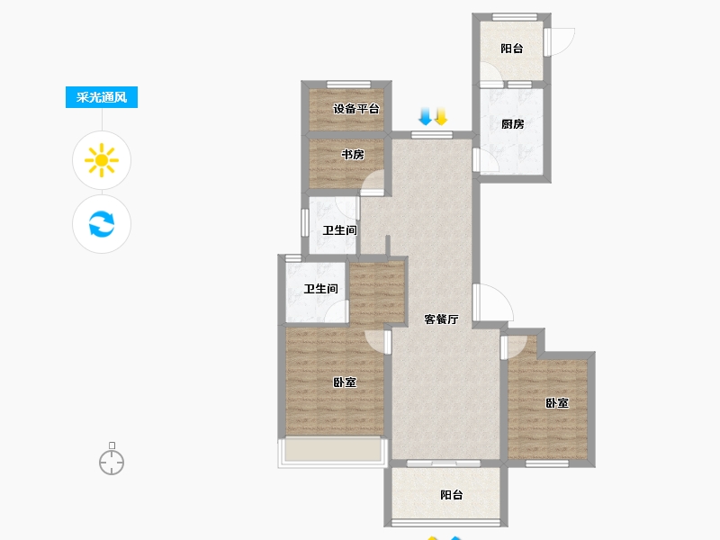 浙江省-金华市-步阳玺御府-96.00-户型库-采光通风