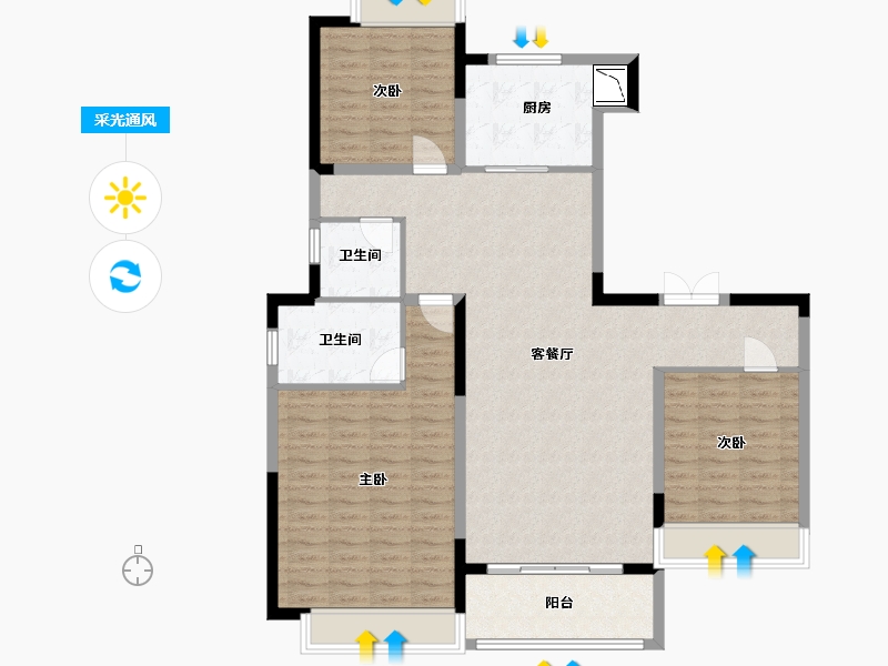 江苏省-苏州市-保利月映庭-120.00-户型库-采光通风