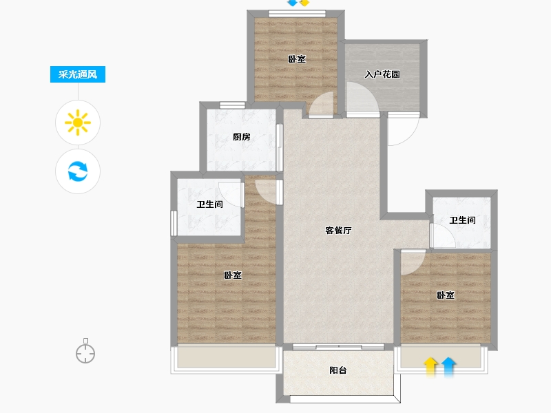 江苏省-南京市-金隅紫京云筑-96.00-户型库-采光通风