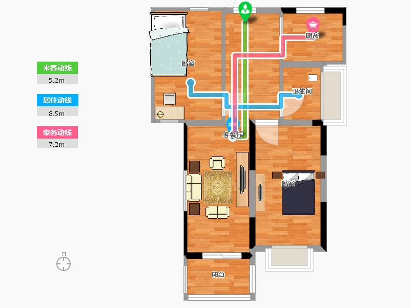 安徽省-池州市-银海 · 花园学府-64.17-户型库-动静线