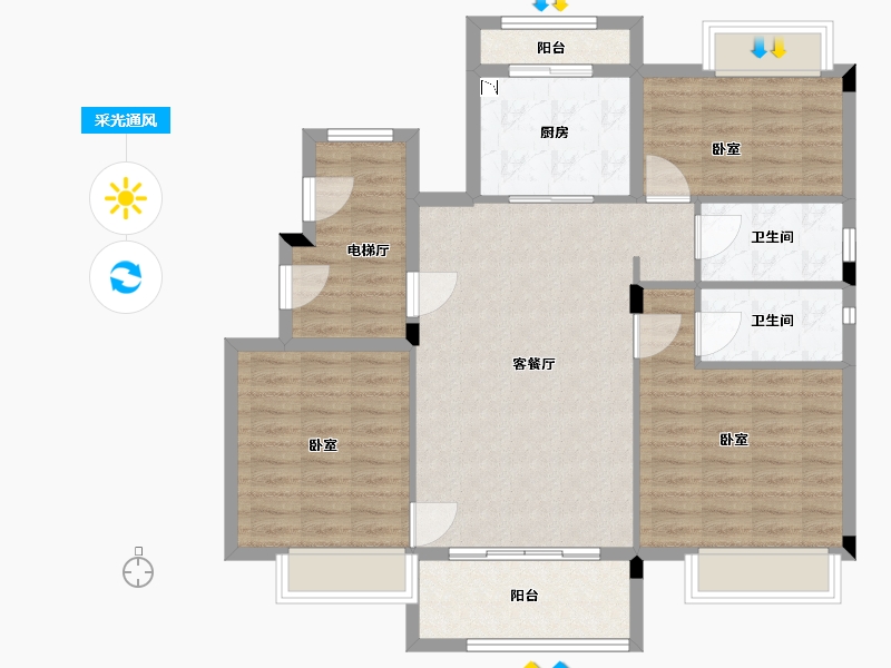 浙江省-湖州市-碧桂园天玺-99.00-户型库-采光通风