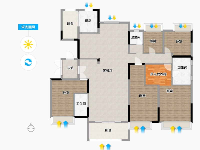 浙江省-湖州市-碧桂园天玺-216.00-户型库-采光通风