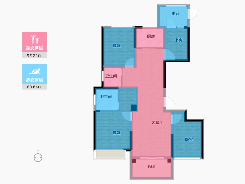 浙江省-金华市-步阳玺御府-103.80-户型库-动静分区