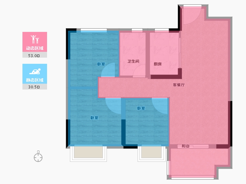 安徽省-合肥市-合景映月湾-75.00-户型库-动静分区