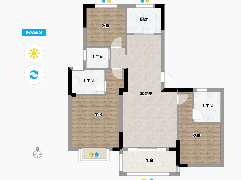 江苏省-徐州市-领创名郡-89.92-户型库-采光通风