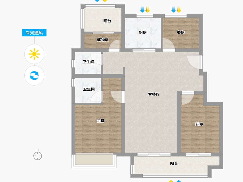 安徽省-阜阳市-合肥孔雀城-94.10-户型库-采光通风